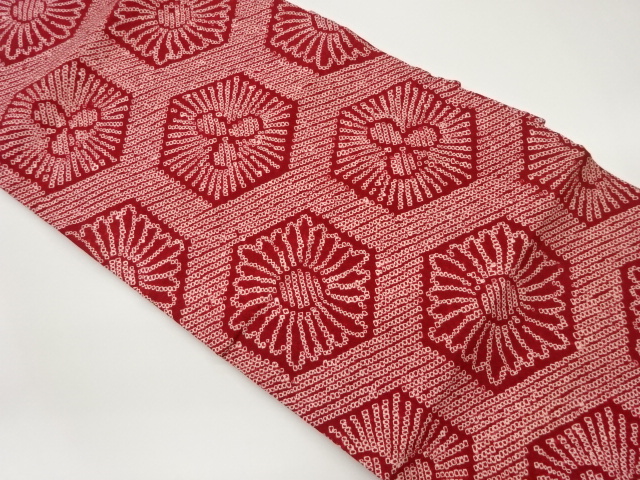 本総絞り亀甲に花模様名古屋帯